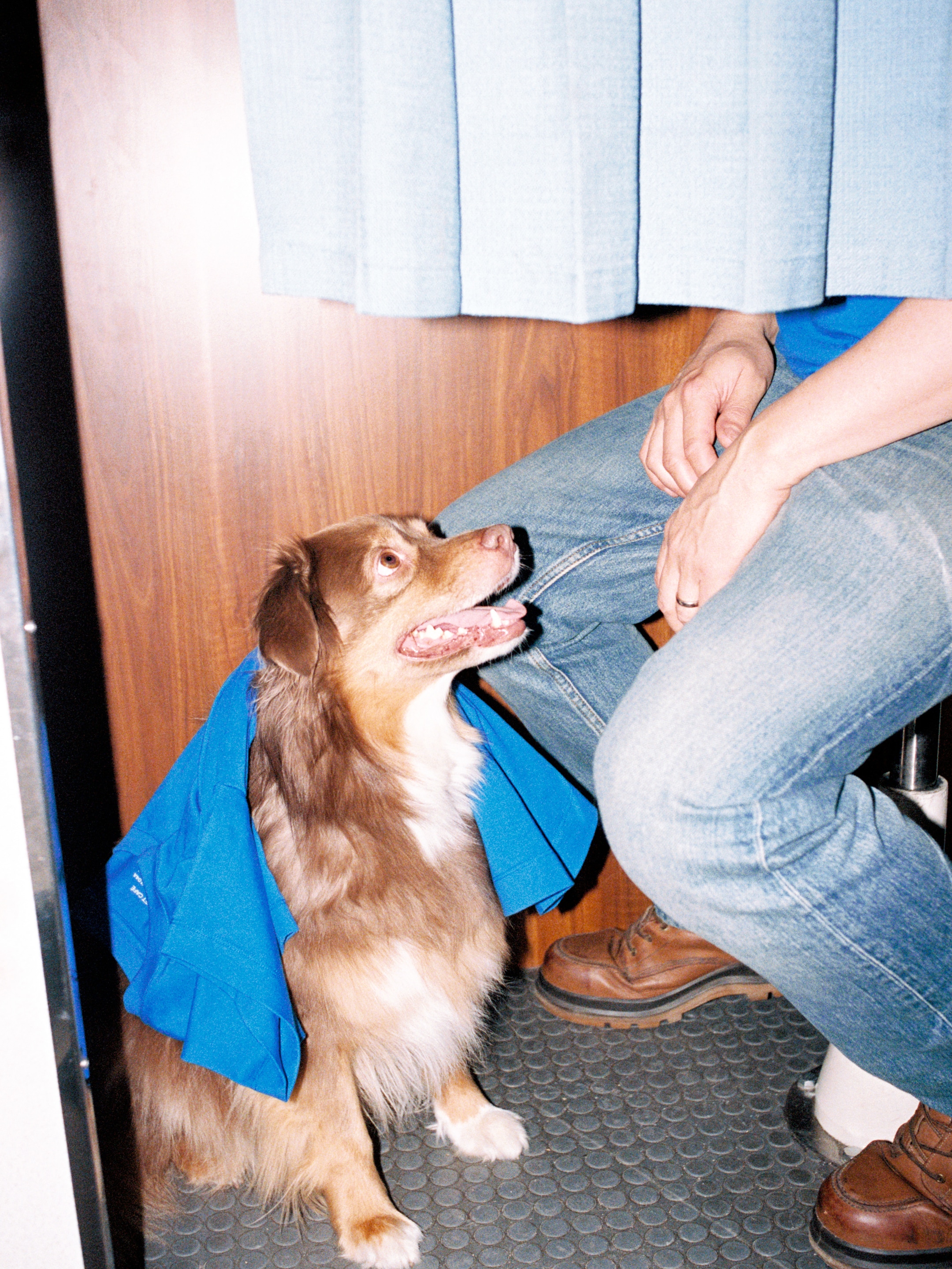 Martin with his dog inside a photo booth