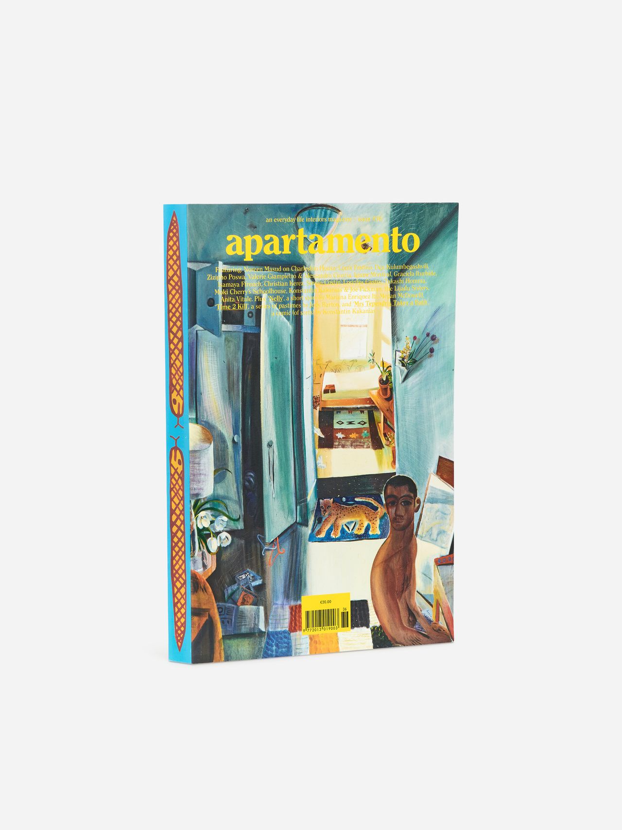 Cover of "Apartamento" magazine featuring an illustrated domestic scene with a person in the foreground and a sunlit room in the background.