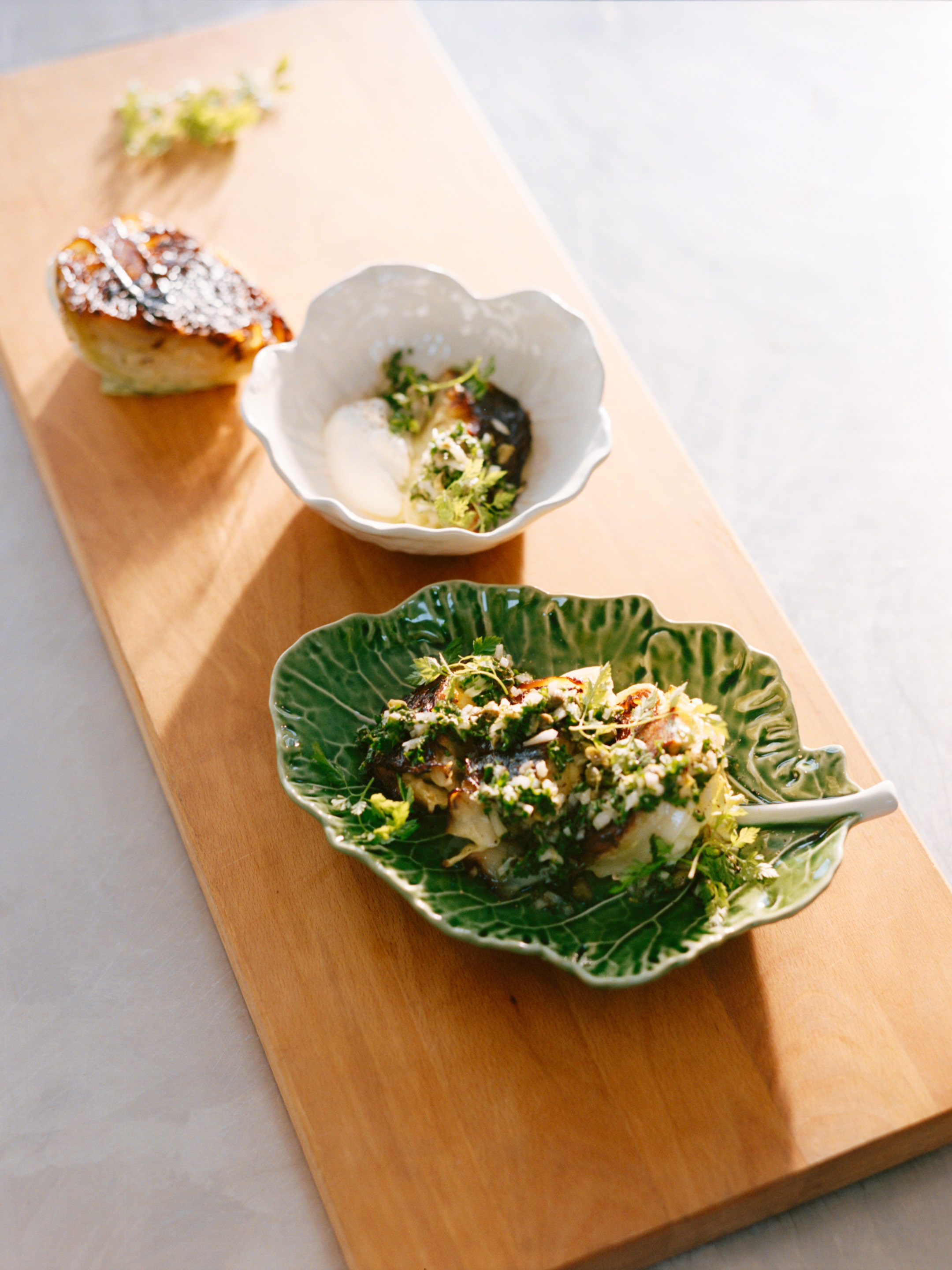 pan-fried pointy cabbage.